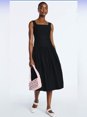 Scoop Women’s Cotton Maxi Dress with Bow Back, Size XS